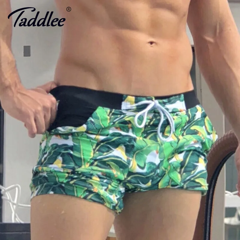 Taddlee Brand Men Swimwear Board Beach Shorts Basic Traditional High Rise Swimsuits Long Cut Boxer Trunks Plus Size XXL