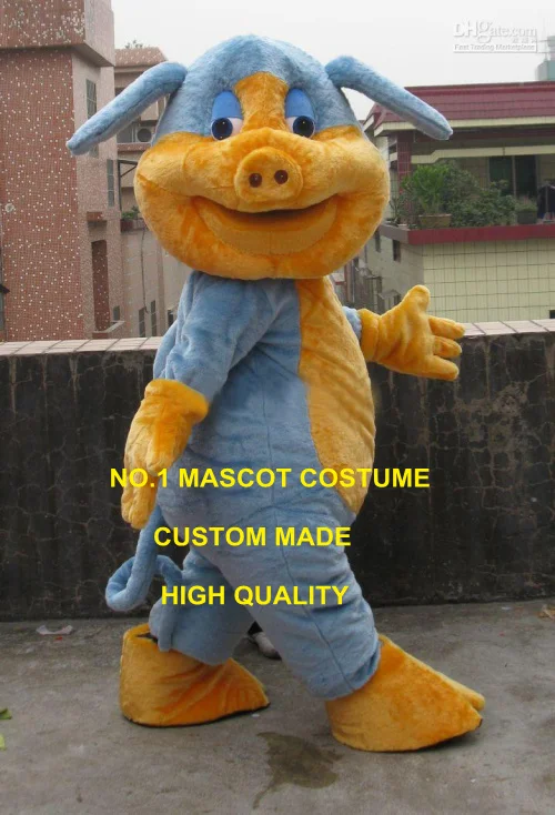 

Professional Custom Lovely Blue pig mascot costume Theme school college Anime Cosply Fancy Dress carnival Mascotte costumes 1927