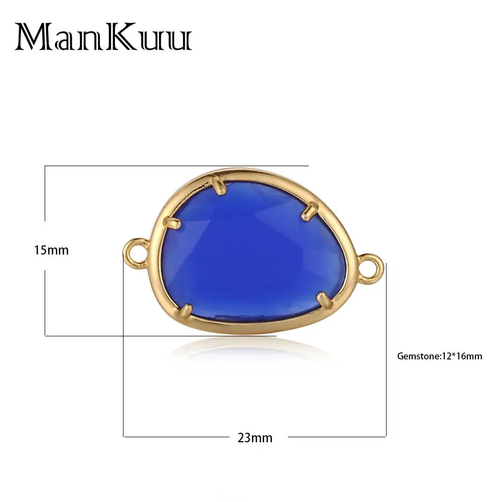 Mankuu Irregular Crystal Connector Gold Plating Connector Charms For Jewelry Making Translucent Colorful Connector Charm 5Pcs