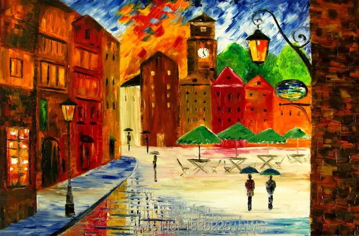 1 pieces Art Pictures Walking In The Street Alone Decor Free Shipping On The Wall Painted Canvas Pictures Wall Paintings