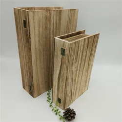 Vintage Color Classic Special Book Shape Wooden Box Wood Gift Box For Wedding Or Keepsake Big Box Personalized Customization
