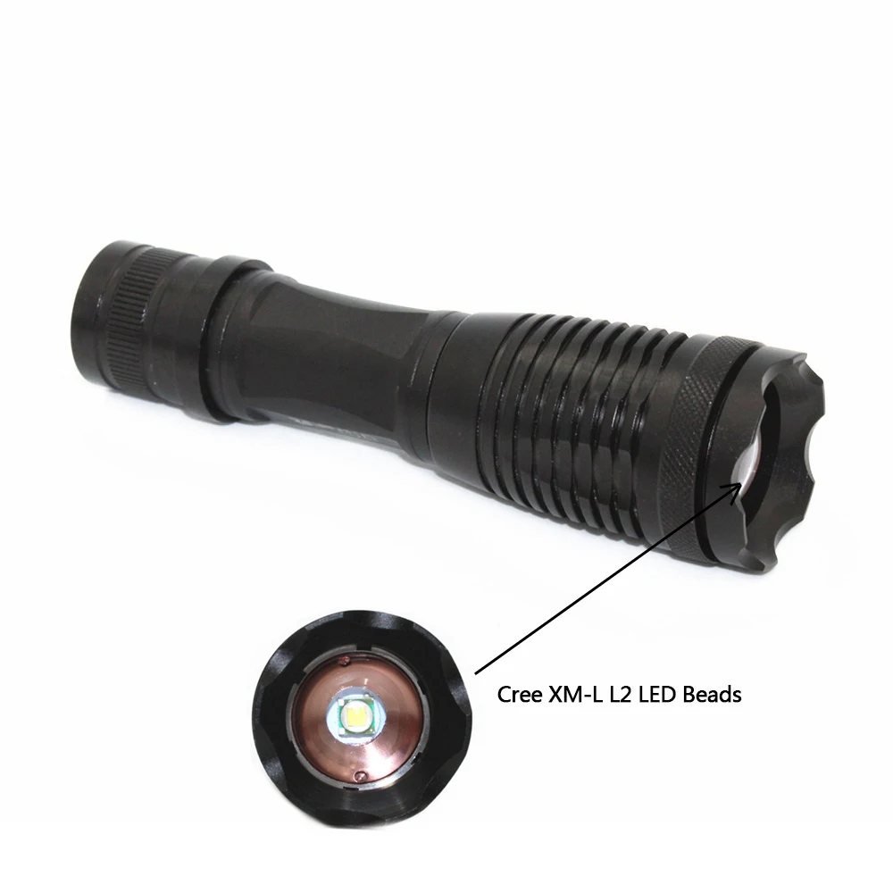 XML T6 1000LM LED Flashlight 5 Mode Adjustable Torch Lamp Night Lighting Outdoor Camping Hiking + 18650 Battery + Charger