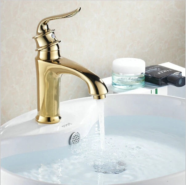 

Basin Faucets Golden Copper Mixer Taps Single Hole Sink Faucet Washbasin G1016