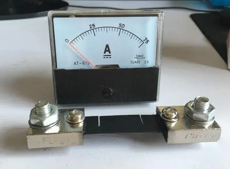 DH-670 DC 0-75A Analog Amp Panel ammeter pointer type current meter panel+shunt