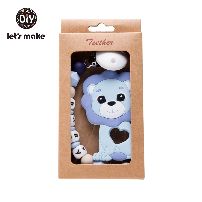 Let\'s Make Pacifier Clips Baby Gift Personalized 4-6 Months 1PC Lion Animal Silicone Toy Letter DIY BPA Free Holder For Nipples