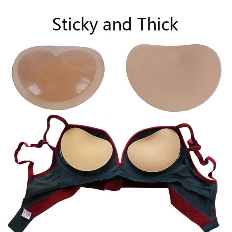 Sexy Bikini Push Up Padded Swimsuit Bikini Bust Thicker Breathable Sponge Bra Pad Invisible Paste Padding Silicone Swimwear