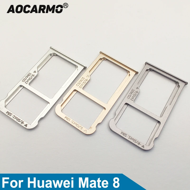 Aocarmo Grey/Silver/Gold SD MicroSD Holder Nano Sim Card Tray Slot For HUAWEI Mate8 8 NXT-AL10 Replacement Part