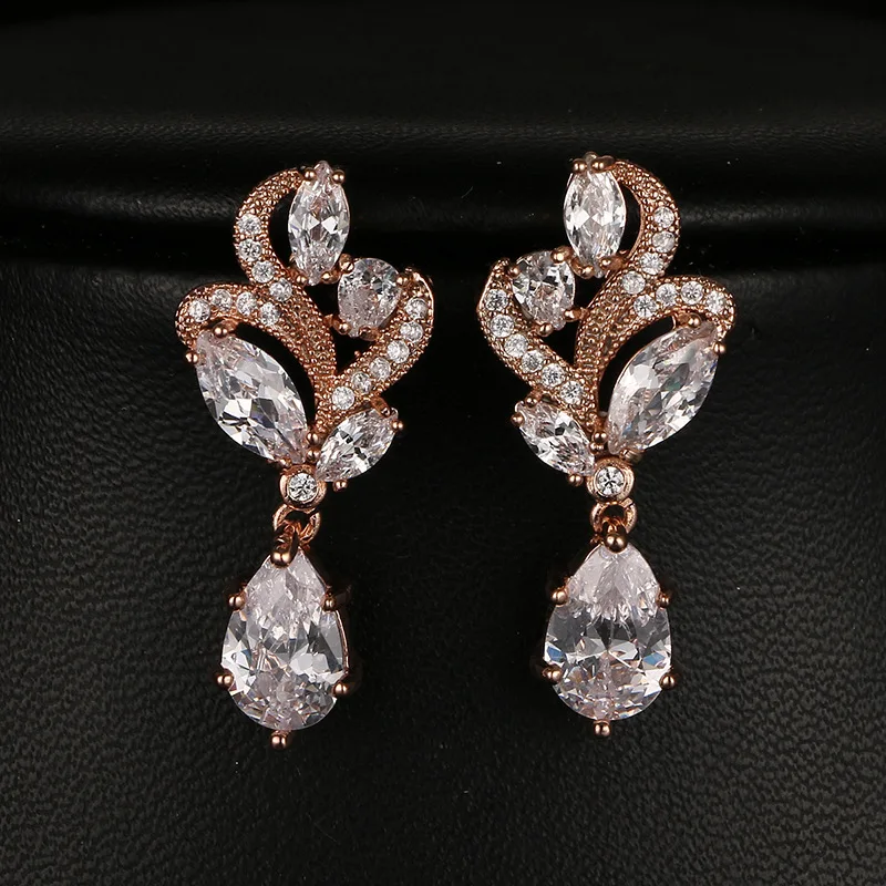 

Floralbride Fashion Jewelry Bijoux Anti-allergic Girl Cubic Zircon Earring Charm Water Drop Earring Women Dangle Wedding Earring