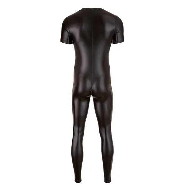 Latex Men Patent Leather Jumpsuits Leather Stretchy Tights Rompers Wet Look Liquid  Coat Of Paint Costume