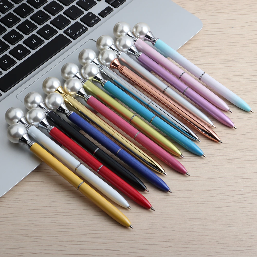 

1PCS Kawaii Colorful Pearl metal Ball Pens Queen's crutch BallPen Gift Ballpoit Pens School Supplies boligrafos