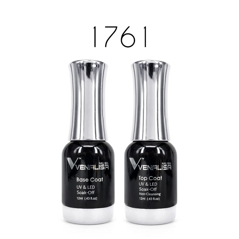 VENALISA Long Wear NoWipe Top Coat Base Coat Kits 12ml Soak off LED UV Gel Lacquer Nail Polish Luxury Package Gel Varnish