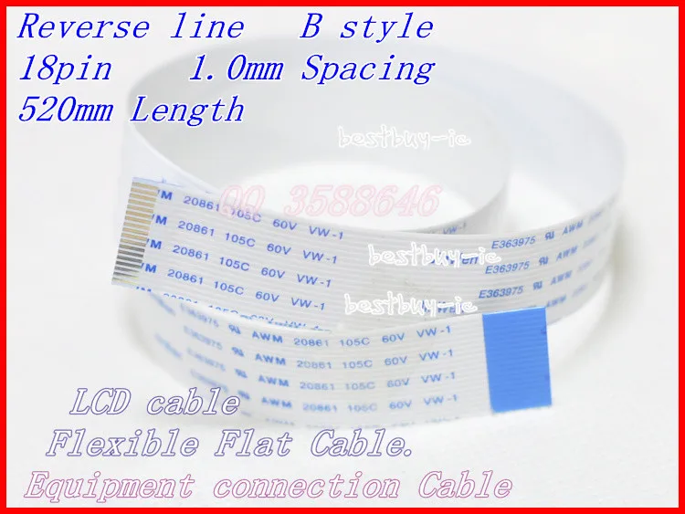 كابل مسطح مرن ، تباعد 1.0 مللي متر ، طول 520 مللي متر ، 18 دبوس B/خط عكسي ، FFC 18P * 1.0B * 520 مللي متر