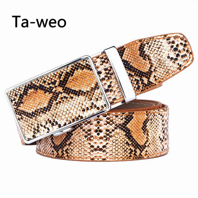 แฟชั่นเข็มขัดหนังผู้ชาย Faux Snakeskin ลายเข็มขัดคุณภาพสูง,Casual เข็มขัด