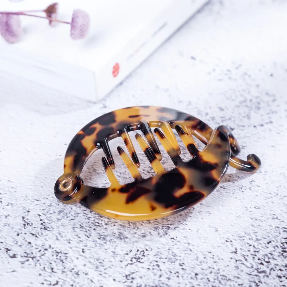 7.5CM Celluloid Round clip Pony Hair Luxury Handmade French Design Fashion Claw Tortoise Shell Accessories Women Hair Clip