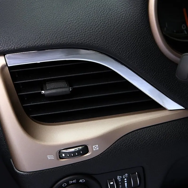 2014 2015 2016 2017 2018 For Jeep Cherokee KL Car ABS Chrome Air Condition Outlet Vent Frame Strip Cover Trim Accessories 2pcs