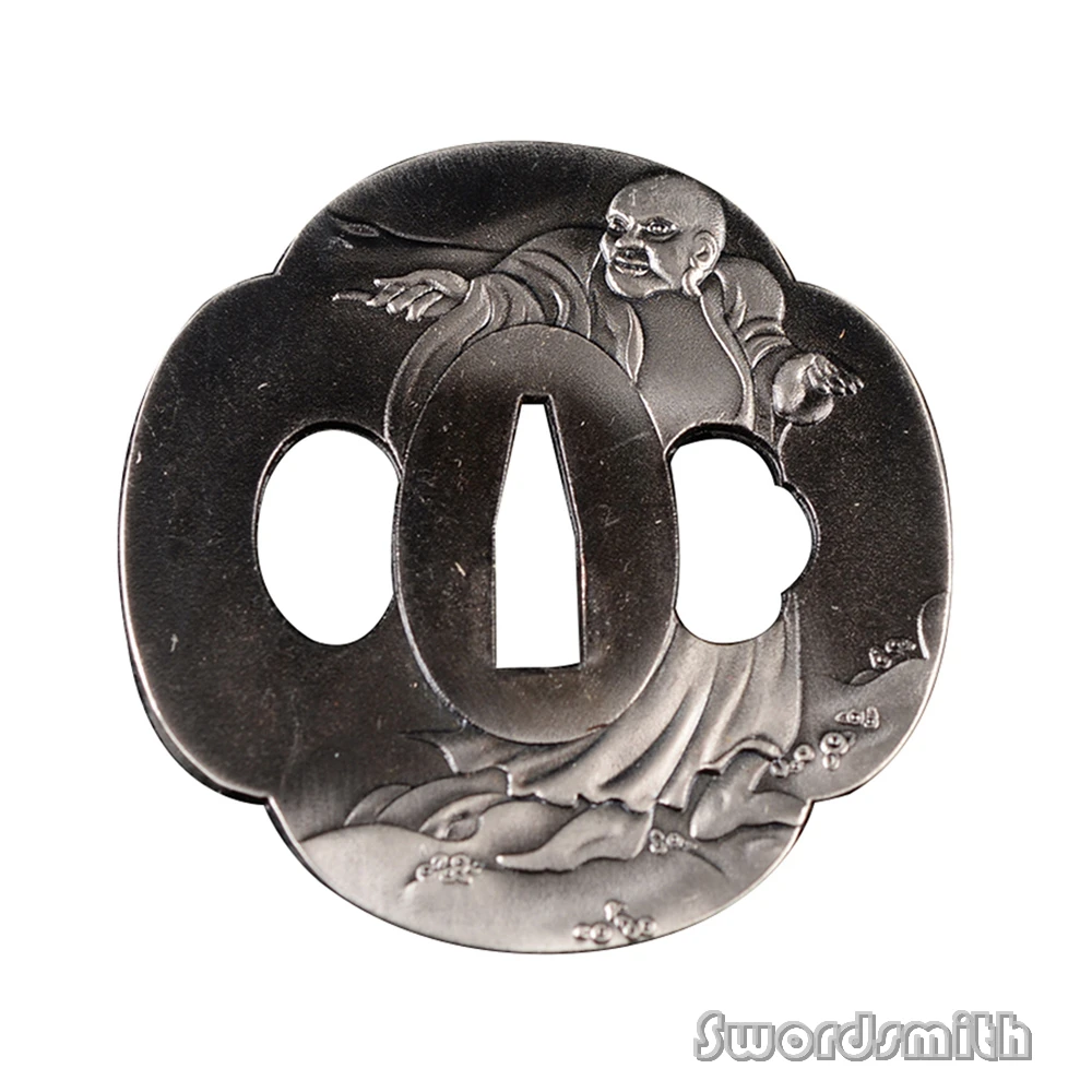 Handmade Alloy Tsuba Guard for Japanese Samurai Katana Wakizashi Tanto Sword Human Monk Pattern Tusba Sword Fitting