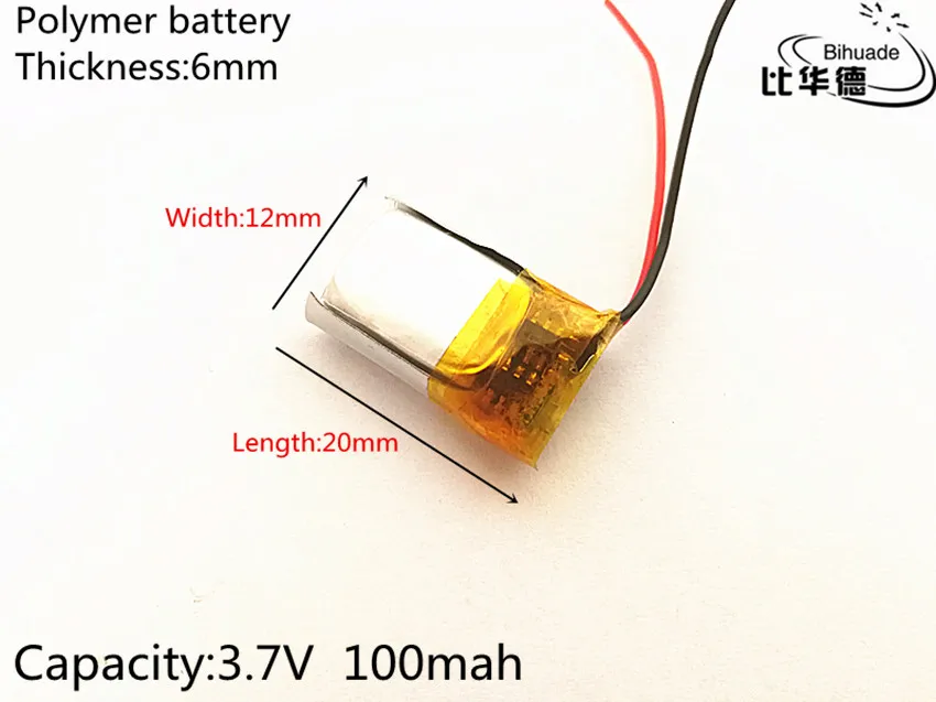 1pcs/lot 3.7V 100mAh 601220 Lithium Polymer Li-Po li ion Rechargeable Battery cells For Mp3 MP4 MP5 GPS PSP mobile bluetooth