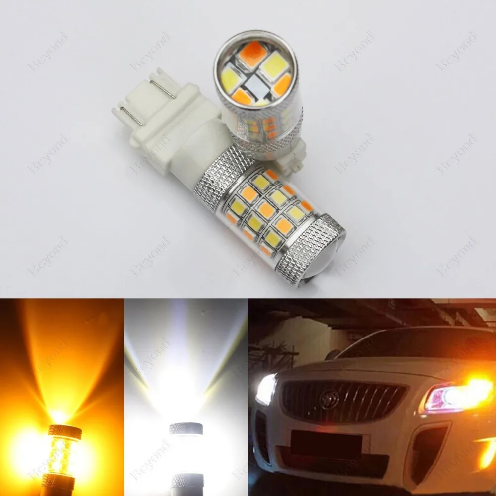 2* Switchback Dual Color White Amber 3157 P27/5W 3357 3457 4157 4357 LED Bulb tail DRL Light 42-SMD