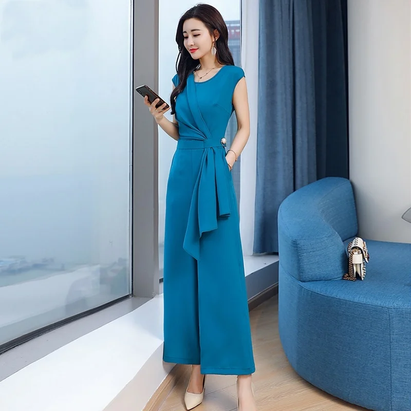 หญิง Jumpsuit 2019 ฤดูร้อนใหม่ไม่สม่ำเสมอคนดัง Jumpsuit Nordic Way Solid สี Ol Elegant Jumpsuits สำหรับผู้หญิง 2019 DD2076