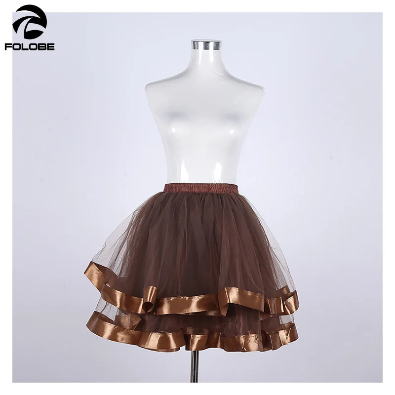 FOLOBE – jupe en Tulle pour femmes, Style de rue, taille unique, coupe trapèze, courte, bouffante, Patchwork, taille élastique, 2022