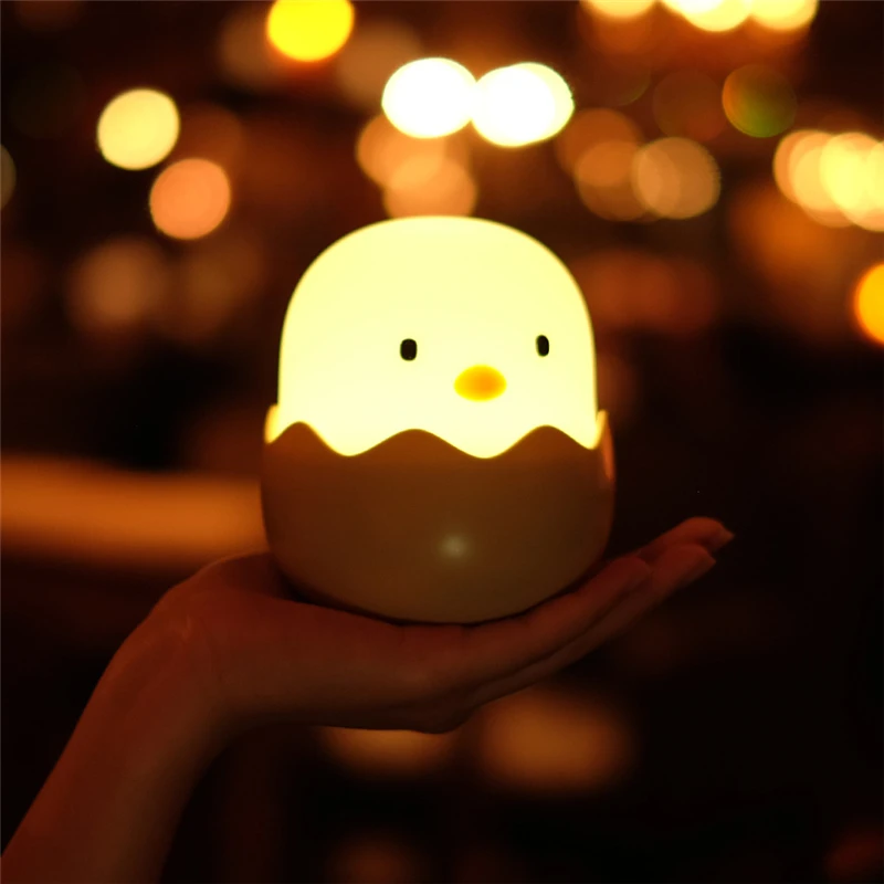 LED Night Light Animal Egg Chick Shape Rechargeable Night lamp Soft Cartoon Baby Nursery Bedroom Lamp for Children Birthday Gift