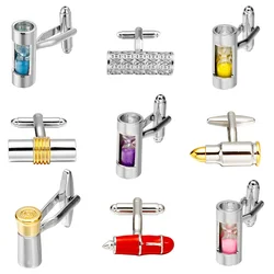MeMolissa Novelty Cylinder Cufflinks 18 Designs Hourglass/Pen/Bullet Fashion Cufflinks for Men's High Quality Fine Jewelry