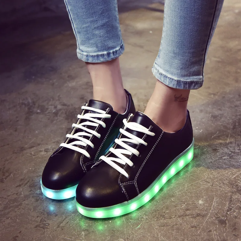 Led luminous sneakers girls boys casual children shoe Black glowing with recharge lights up simulation sole for kids neon basket