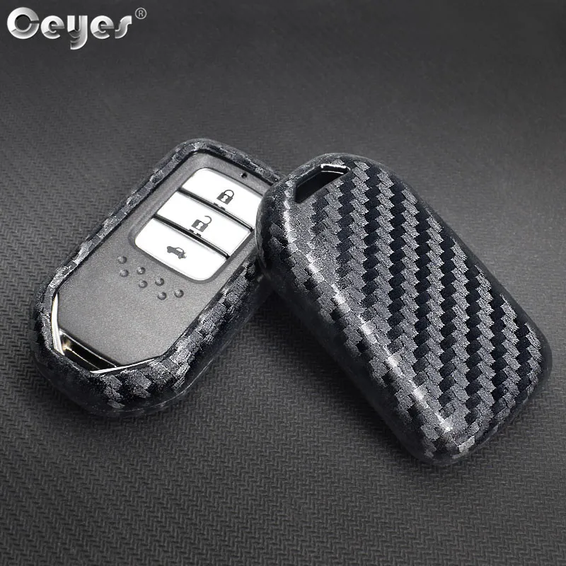 

Ceyes Auto Accessories Carbon Fiber Remote Fob Key Cover Car Styling Case For Honda Civic Accord CRV Accord Fit Protective Shell