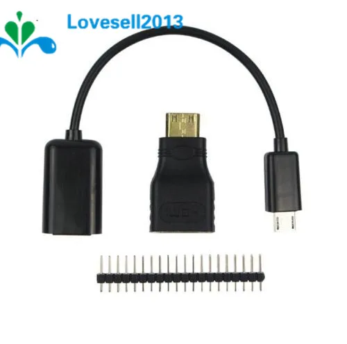 3 in 1 Raspberry Pi Zero Adapter Kit Mini HDMI to HDMI Adapter + Micro USB to USB Cable+ GPIO Header for Raspberry Pi Zero W 1.3
