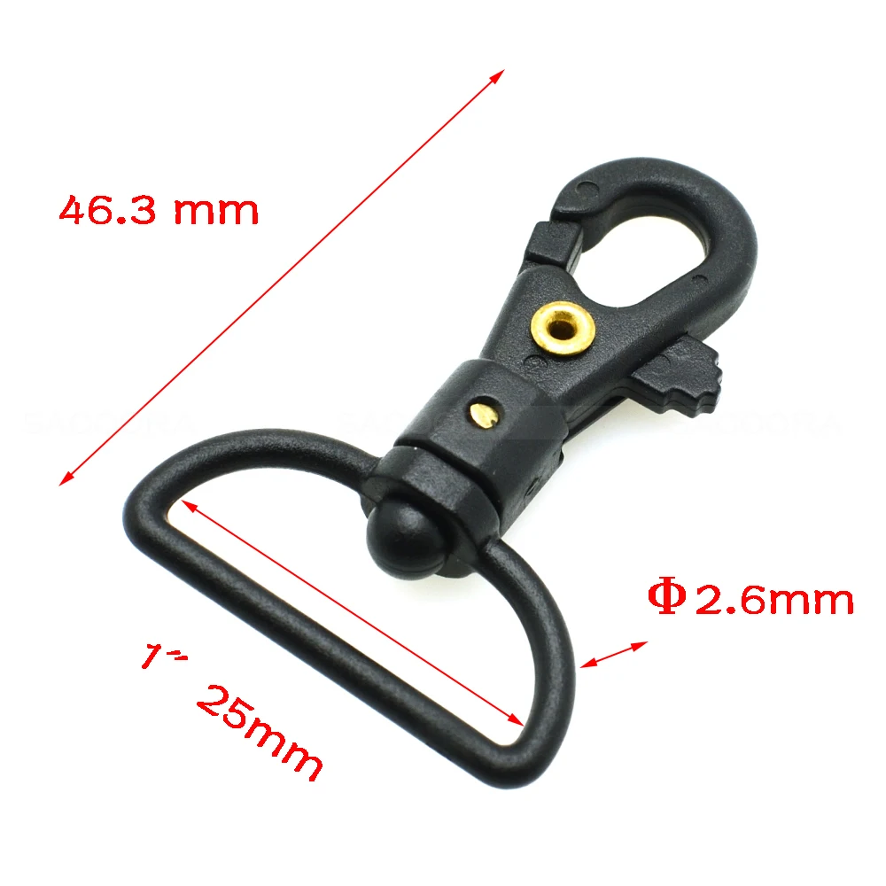 10pcs Plastic lobster clasp Swivel Snap Hooks for Bag Belts Straps Keychain Clasp Backpack Accessories Black