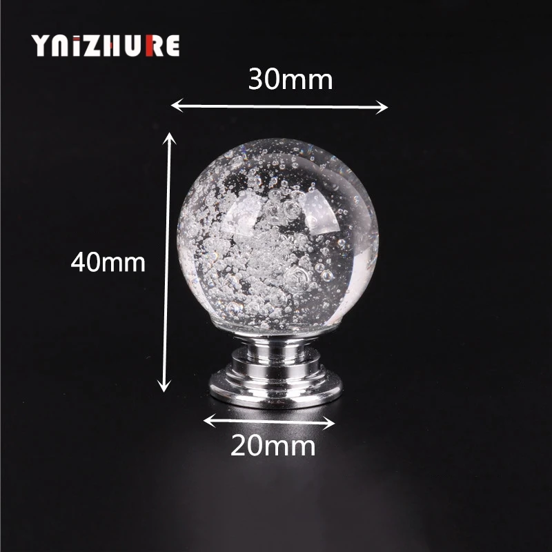 YNIZHURE Brand Design Crystal glass Creative bubble ball Design Cupboard Pulls Drawer Kitchen Cabinet Door Wardrobe Handles 1PC