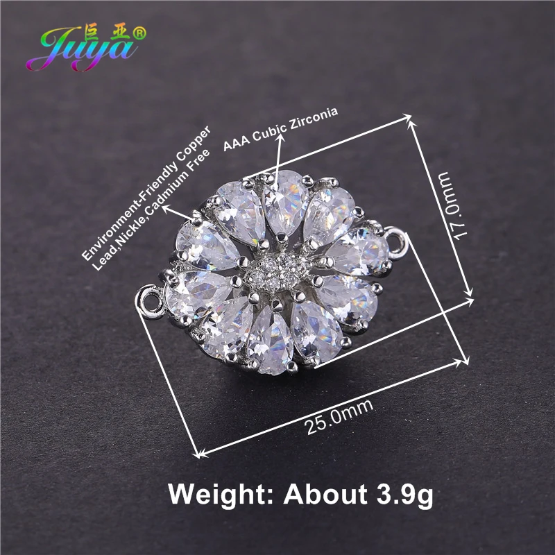 Juya DIY AAA Cubic Zirconia Geometric Charm Connectors Accessories For Women Bracelets Earrings Jewelry Making