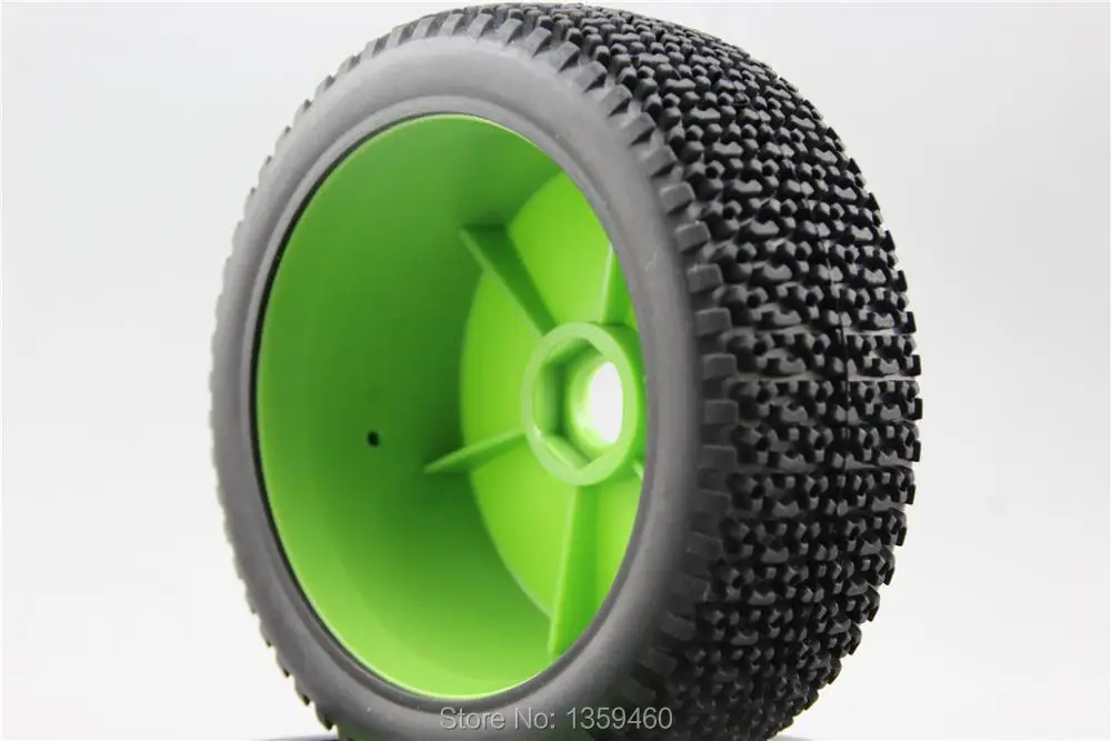 4pcs 1/8 Buggy Off Road Tire Tyre Triangle Dish Dark Green Rim Fit For 1:8 Buggy Car 1/8 Tire 22049+26013