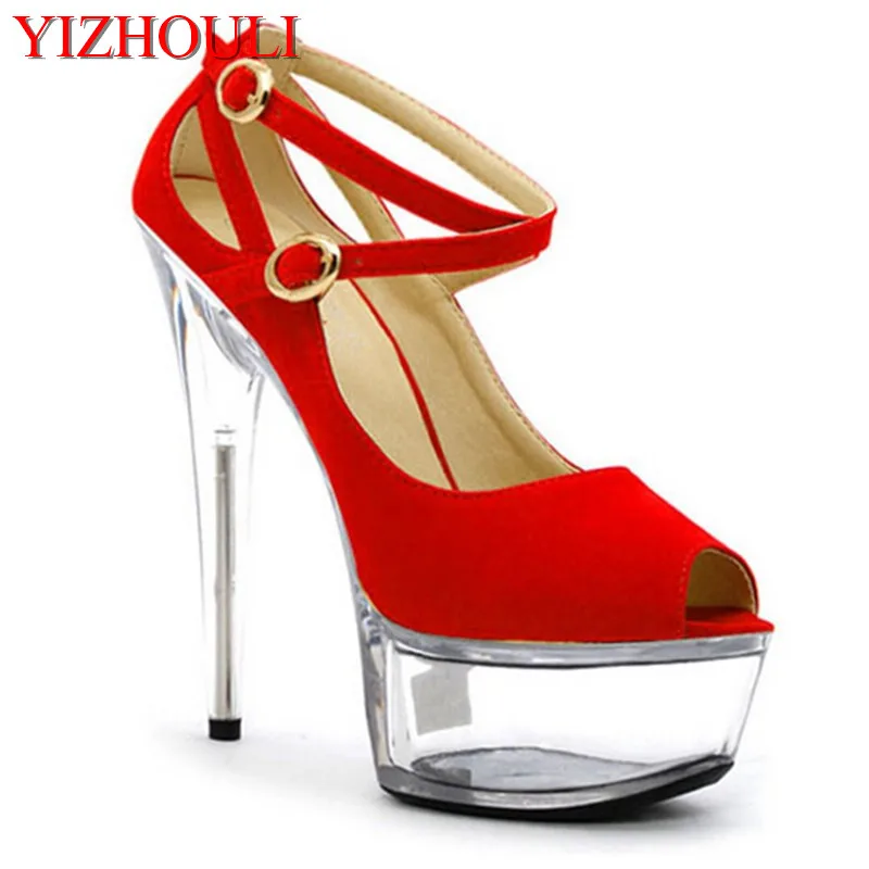 

15cm ankle strap summer shoes, high heels with women's shoes, blue and white wedding Dance Shoes