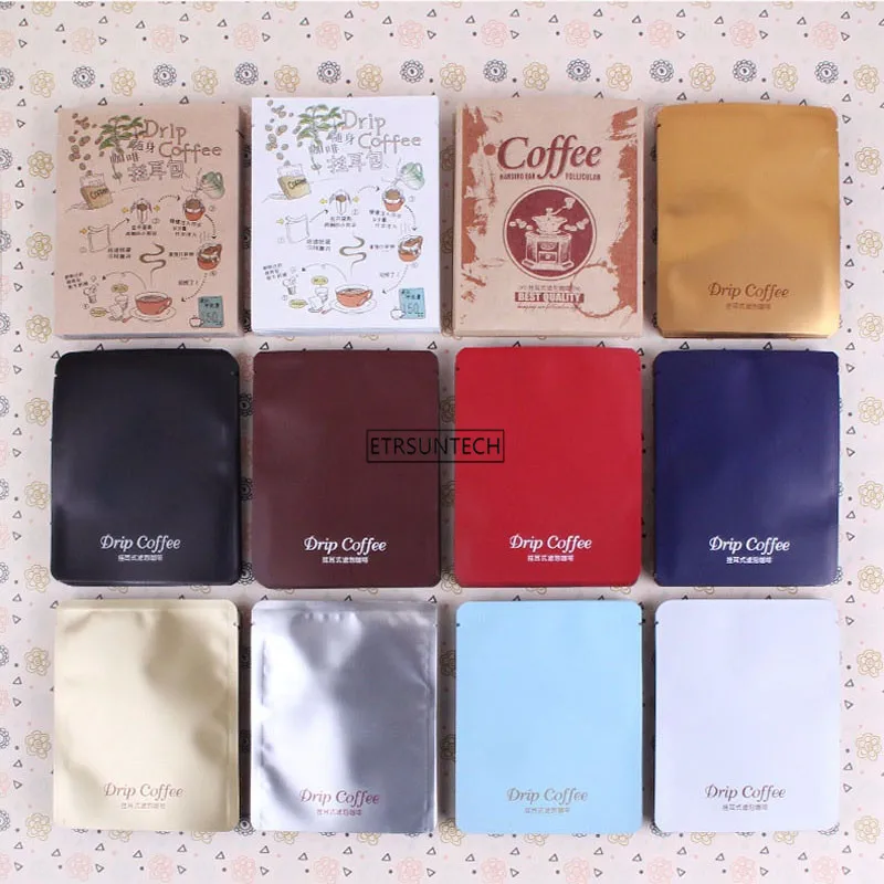 

1000pcs coffee hanging ear paper filter bag kraft paper aluminum foil material used for drip coffee packaging