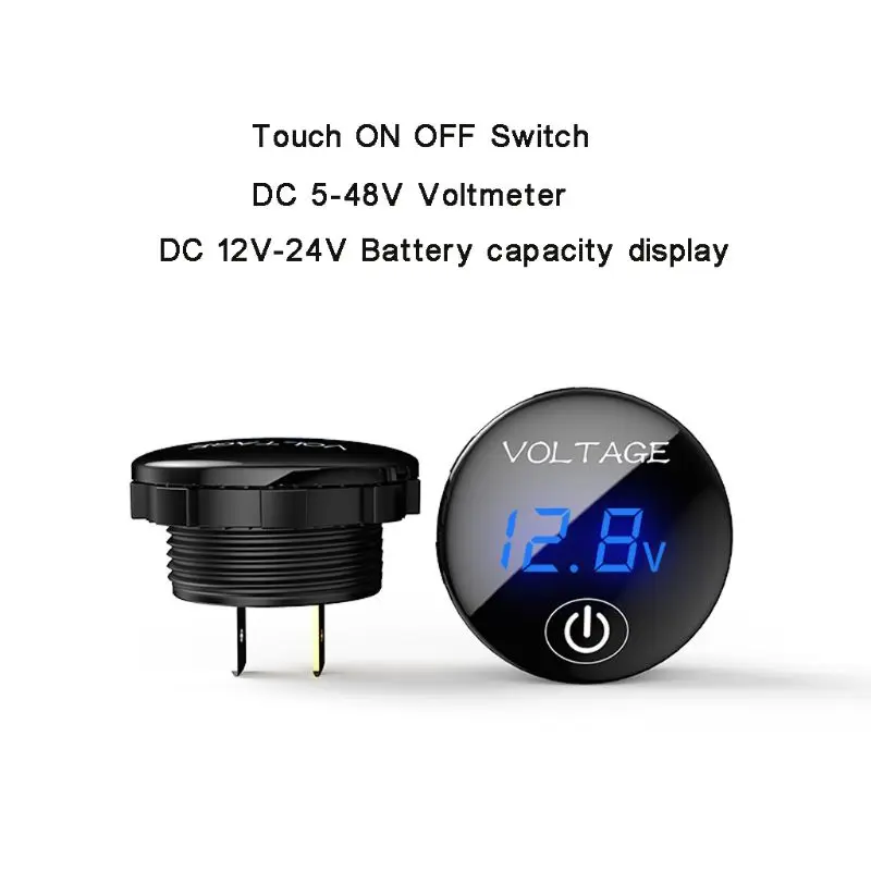 Car Motorcycle 5V-48V LED Panel Digital Meter Battery Capacity Display Voltmeter with Touch ON OFF 4XFD