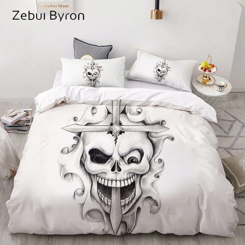 3D Duvet Cover Set Custom,Bedding Sets USA/AU/Europe/Queen/King,Quilt/Blanket Cover Set,bedclothes Cross Skull,drop ship