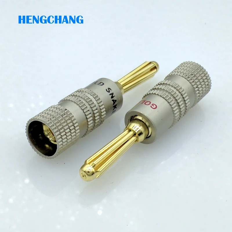 gold plating 4mm Banana Plug For Speaker Copper 4mm Banana Plug black and red banana plug Audio Connector 2pcs/lot