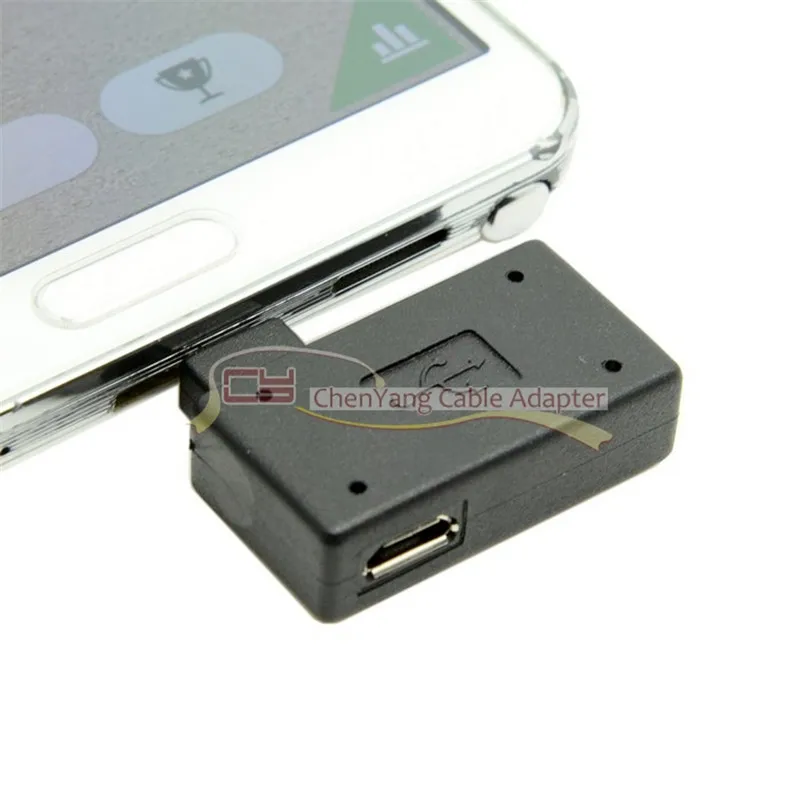 90 Degree Left Angled Micro USB 2.0 OTG Host Adapter with USB Power for Galaxy S3 S4 S5 Note2 Note3 Cell Phone & Tablet