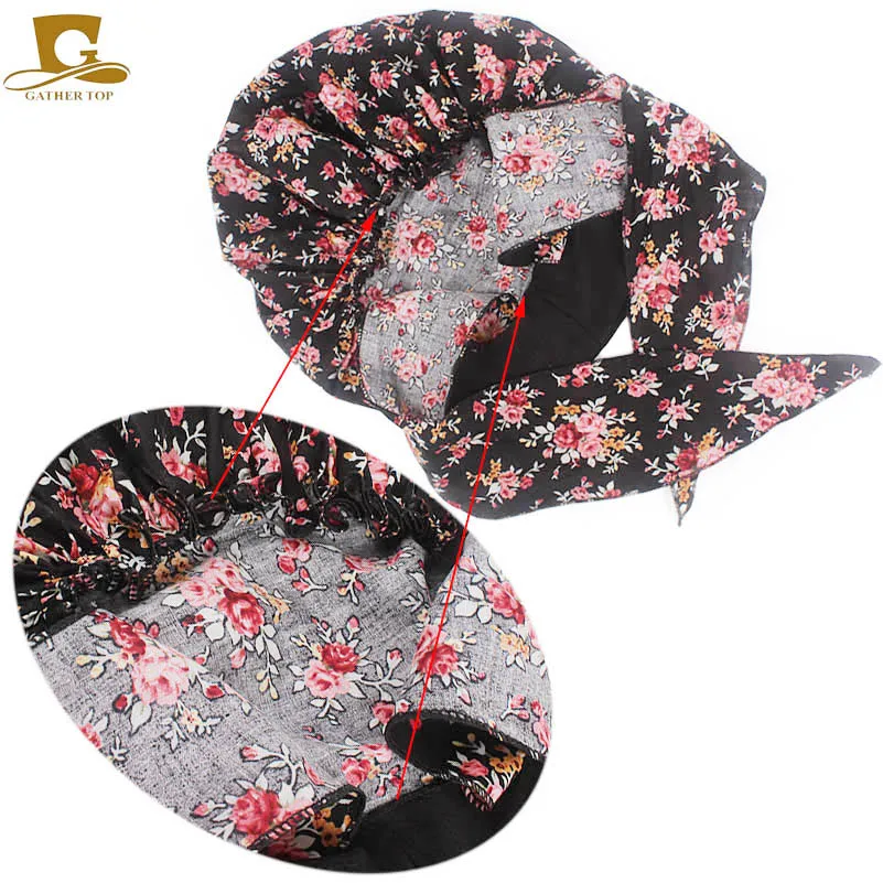 New fashion Vintage elastic women cotton head scarf chemo cap bowknot turban headband Sleeping Bonnet head wrap hair loss cap