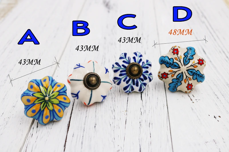 Hand Painted Colorful Assorted Pumpkin Ceramic Knob Cabinet Cupboard Wardrobe Drawer Door Handle Pull With Screw