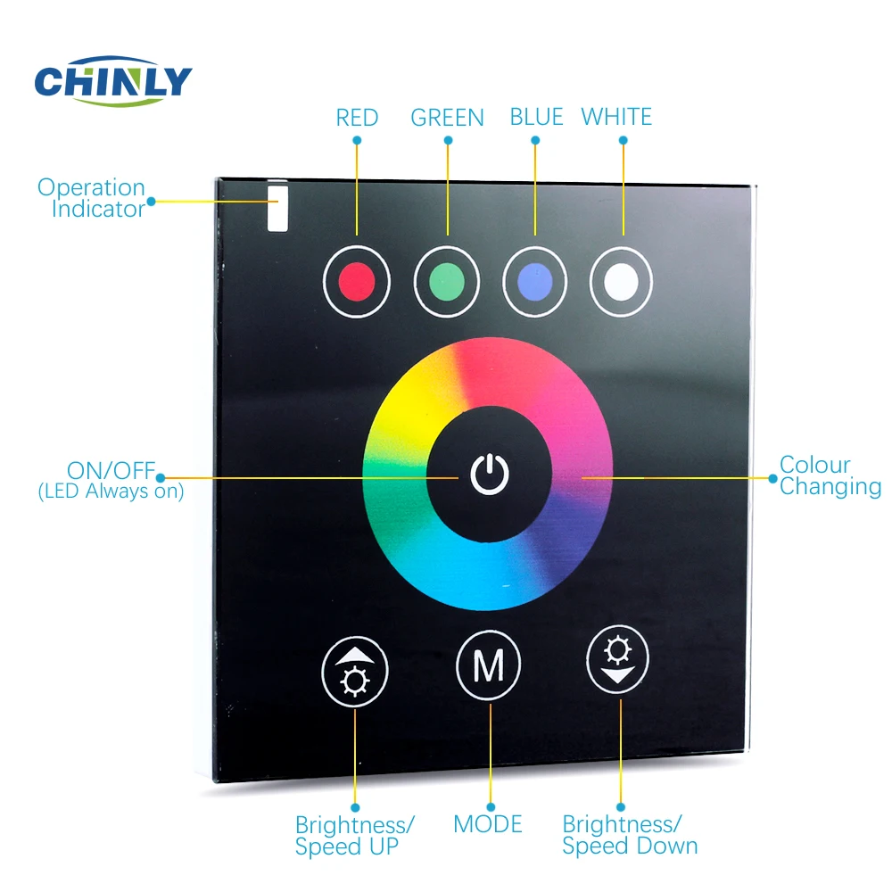 RGB Controllers 2.4G Wireless Black color switch touch wall controller led dimmer for DC12V LED Neon flex strip lights