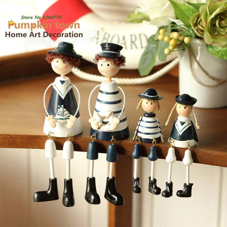 2018 NEW Lovely Mediterranean style A family of four  naval the hanging foot doll,Restaurant/home decoration/gifts for friends