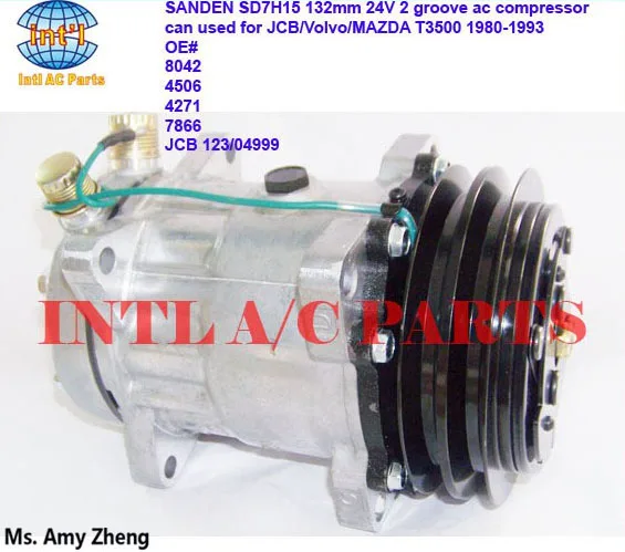 8042 4506 4271 7866 JCB 123/04999 7H15 7S15 709 SD709 SD7H15 auto ac compressor for JCB/Volvo/MAZDA T3500 132mm 24V 2pk