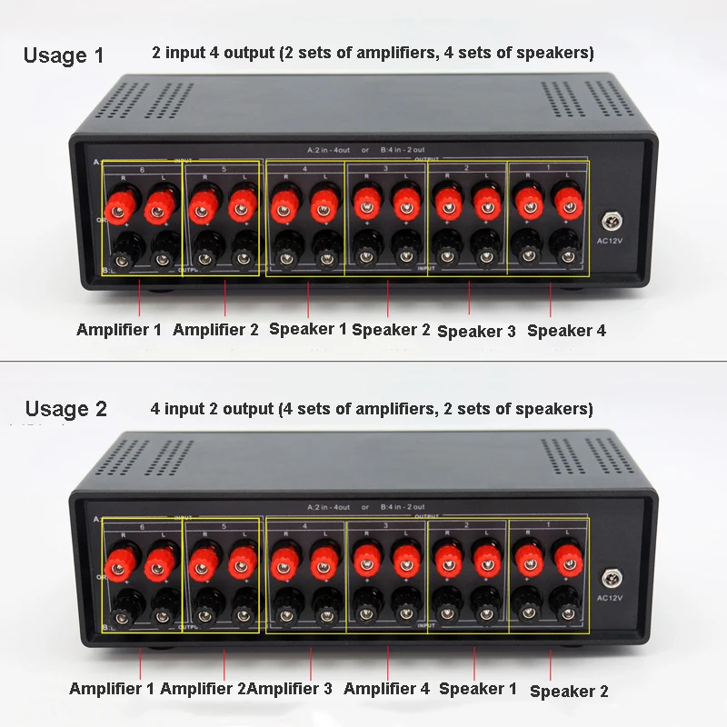 Imagem -03 - Entrada Saída Entrada Saída de Alta Potência Amplificador Altofalante Switcher Interruptor Sinal Selector Divisor com Controle Remoto 4