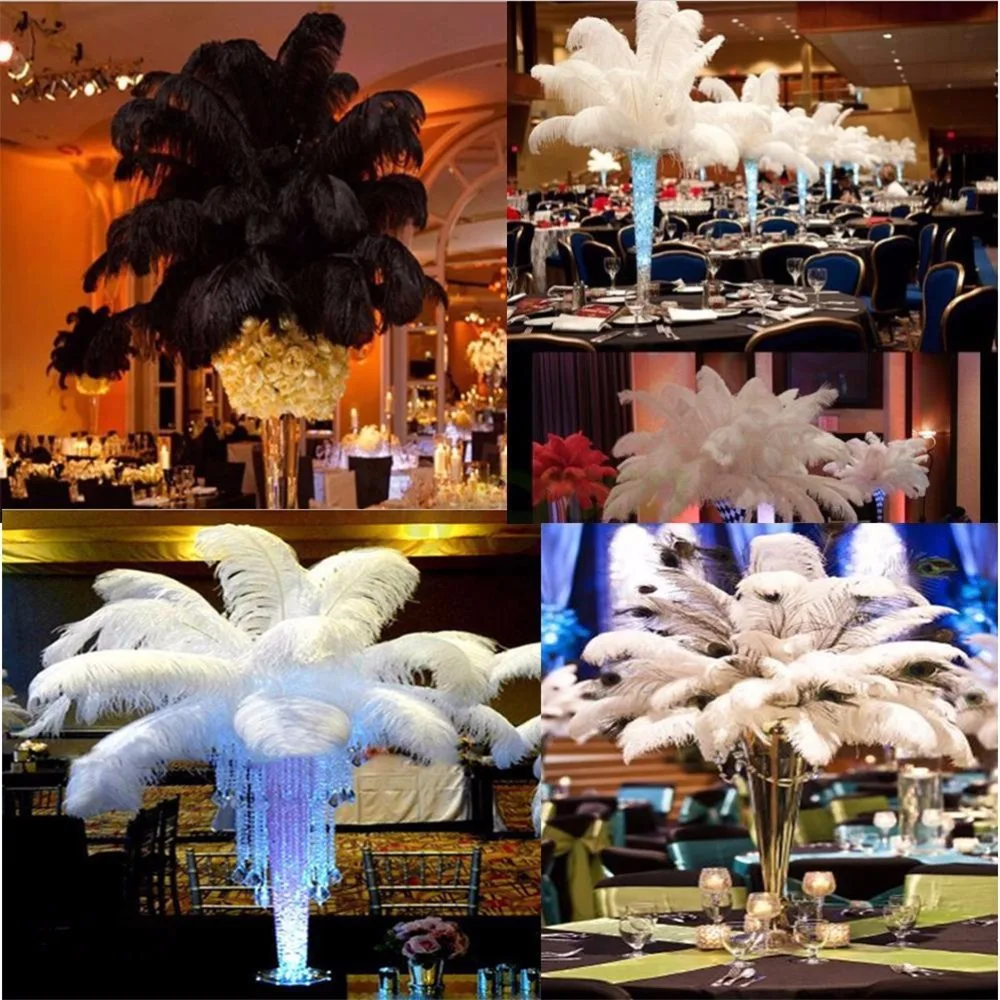 

Wholesale High-quality 10 Pcs Ostrich Feather Craft 35-40CMFeather Wedding Center Home Decoration 8 Color Optional