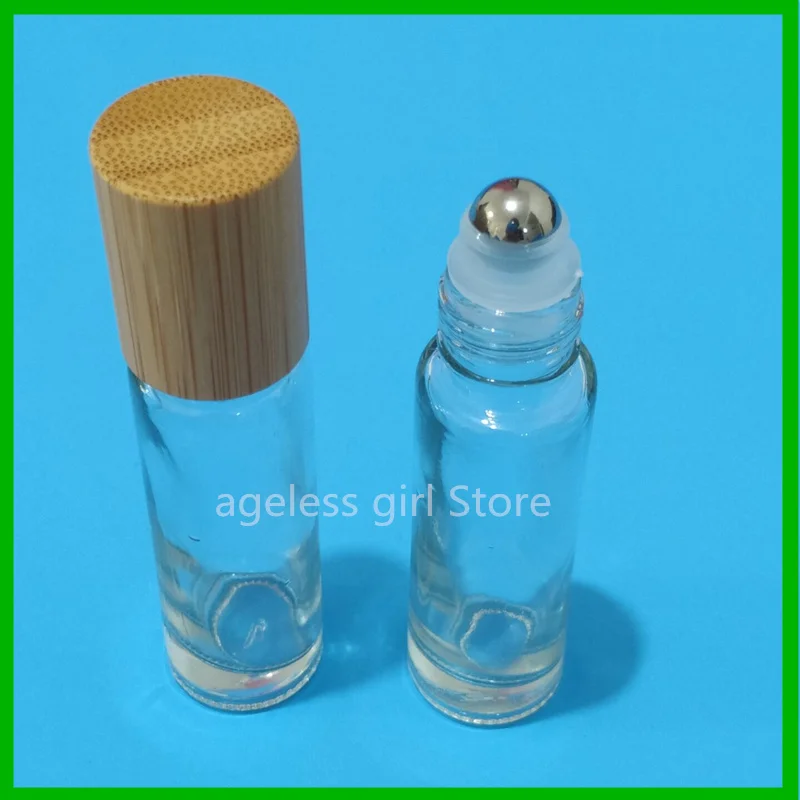 

20/40PCS 10ml Glass Refillable Bottles Roll On Bottles Portable Perfum Bottles Conveniet Lip Balms With Roller Balls Bammboo cap