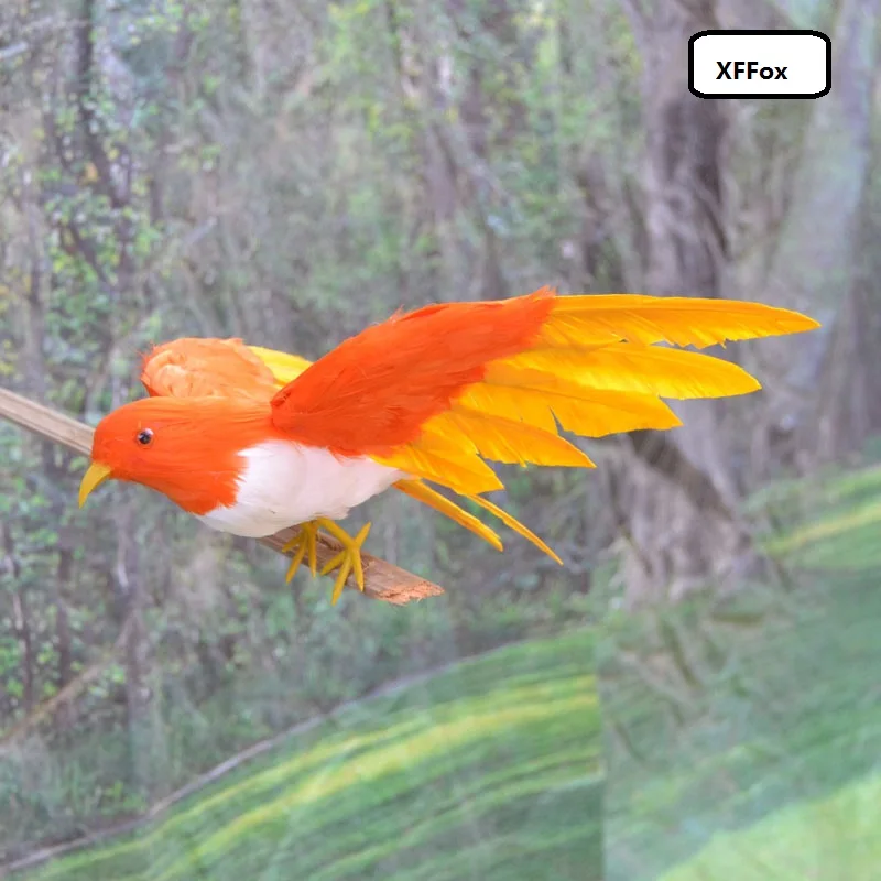 

creative simulation wings bird model foam&furs orange bird toy gift about 22cm xf0429