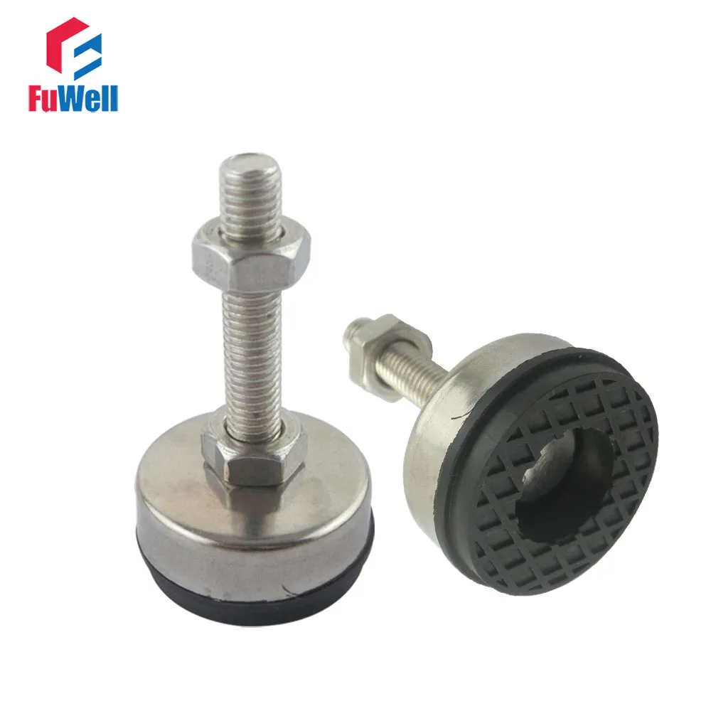 2 stücke Einstellbare Fuß Tassen 43mm/54mm Basis Durchmesser 304 Edelstahl Non-skid Basis M8/ 10/12 gewinde Gelenk Nivellierung Fuß