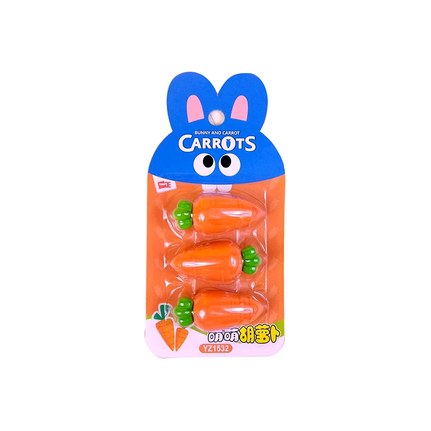 3 PCS/SET Cute Carrot Eraser Material PVC Eraser Korean Creative Cartoon Eraser for Pencil Painting, Writing Art School Supplies